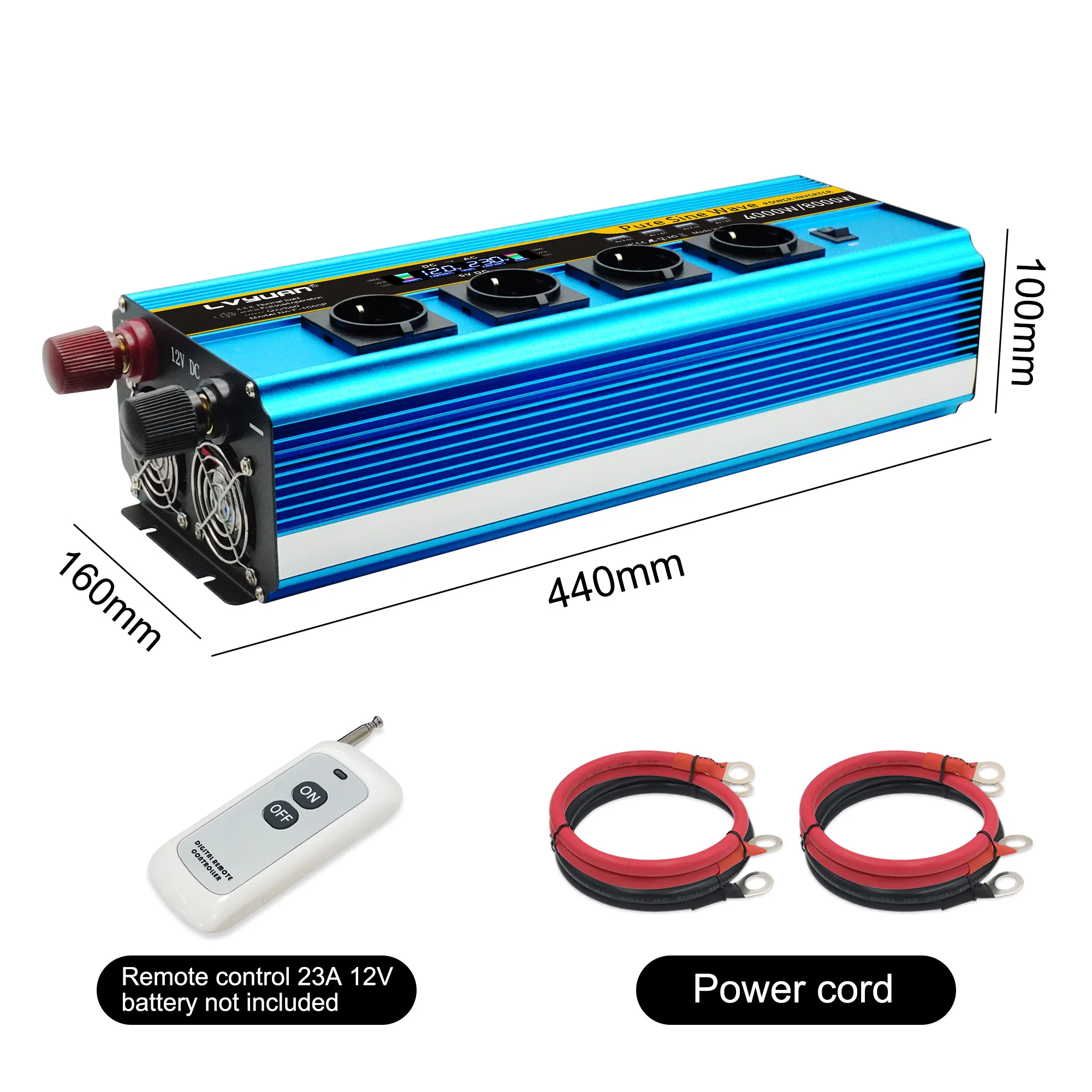 Foval Inverter DC12V/24V AC 220V 8000W Power Pure Sine Wave 50HZ 60HZ Converter Solar Power System Converter Yacht/RV Tourist