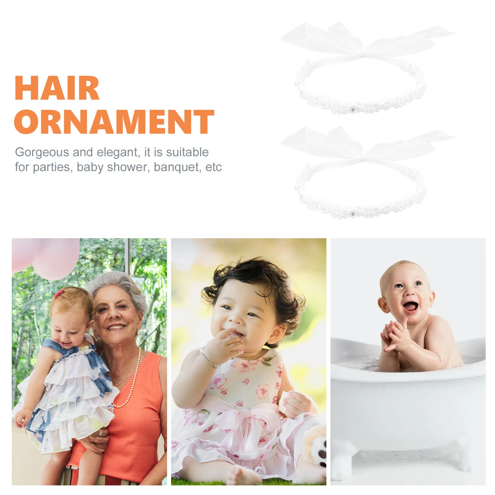 

2pcs Baby Headbands Double Row Pearl Hairbands Soft Elastic Adjustable Newborn Photo Props Toddler Hair Decor Band Infant
