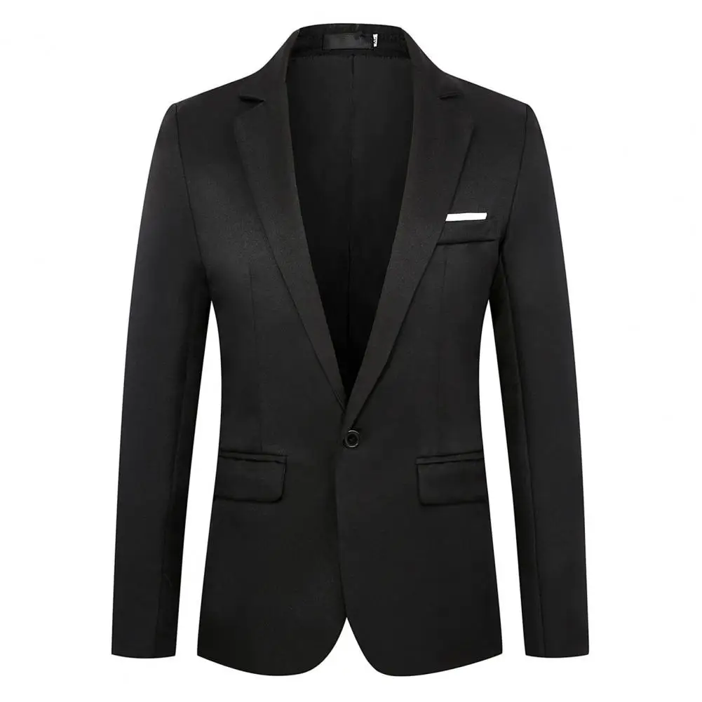 Men Blazer One Buckle Single-breasted Long Sleeves Suit Jacket Gentleman Men Slim Casual High Quality business Suit Blazers