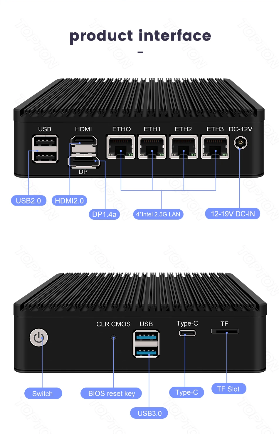 Fanless Mini PC 4 Intel i226-V 2.5Gb LAN N6005 i225-V N5105 2*NVMe TPM2.0 Switch Soft Router VPN Server ESXI Firewall Appliance
