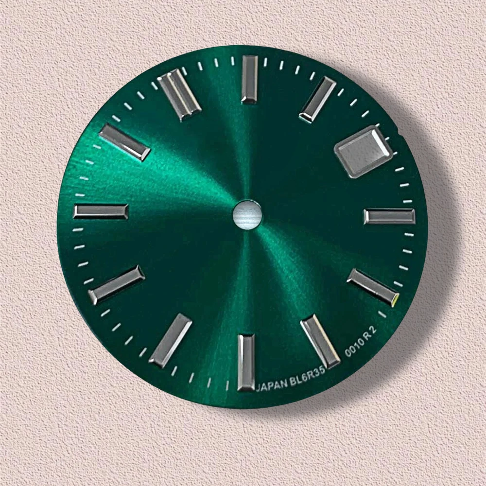 Dial GS Logo NH35 28.5mm dengan Pola Matahari Dial GS Cocok untuk Gerakan NH35/364R/7S Aksesori Jam Tangan NH35 Berkualitas Tinggi