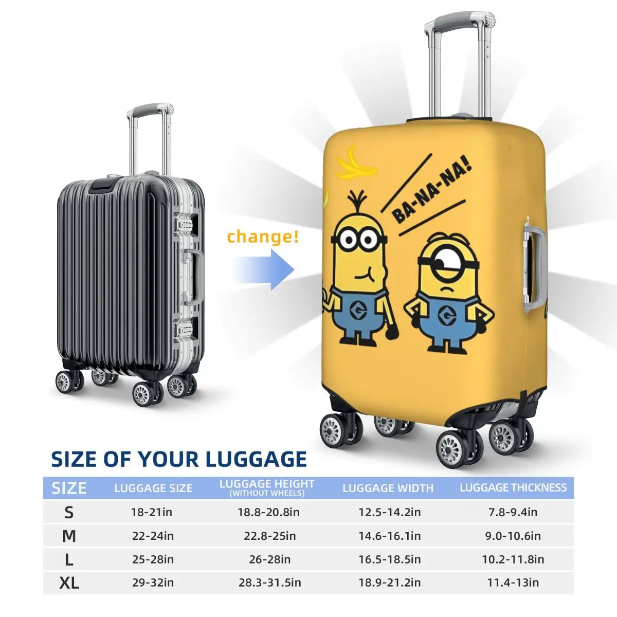 مخصص M-Minions لطيف دمية غطاء الأمتعة حامي قابل للغسل نمط مضحك السفر حقيبة يغطي
