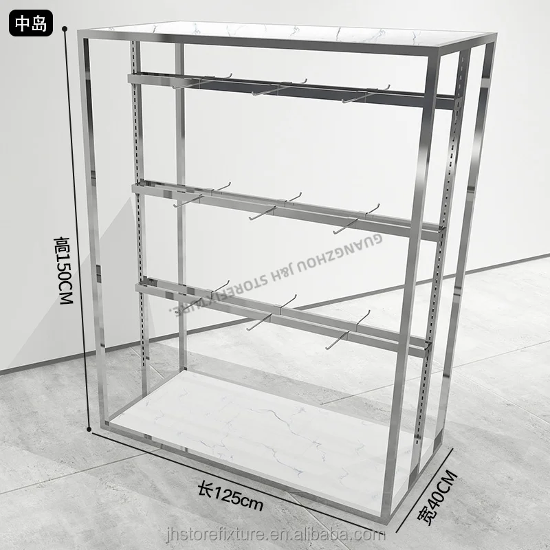 ODMランジェリー陳列台 壁掛けランジェリー陳列什器 ステンレス製シルバー 下着店陳列棚