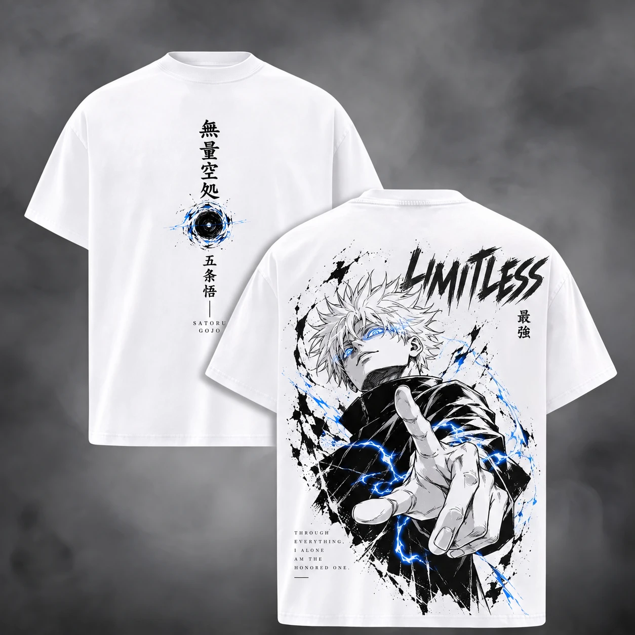 Anime Gojo Jujutsu Manga Limitless Tee Men's Women's White Retro Cool Graphic Art Print Oversized Short Sleeve Streetwear Top