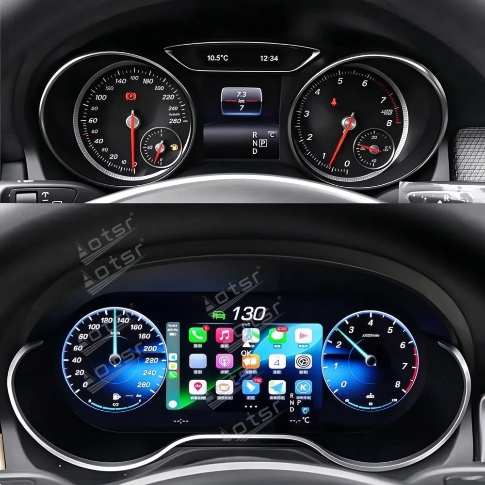 For Mercedes-Benz A-Class GLA CLA 2015~2019 CarPlay Speed Meter LCD Cluster Instrument Panel Multimedia Dashboard Modification