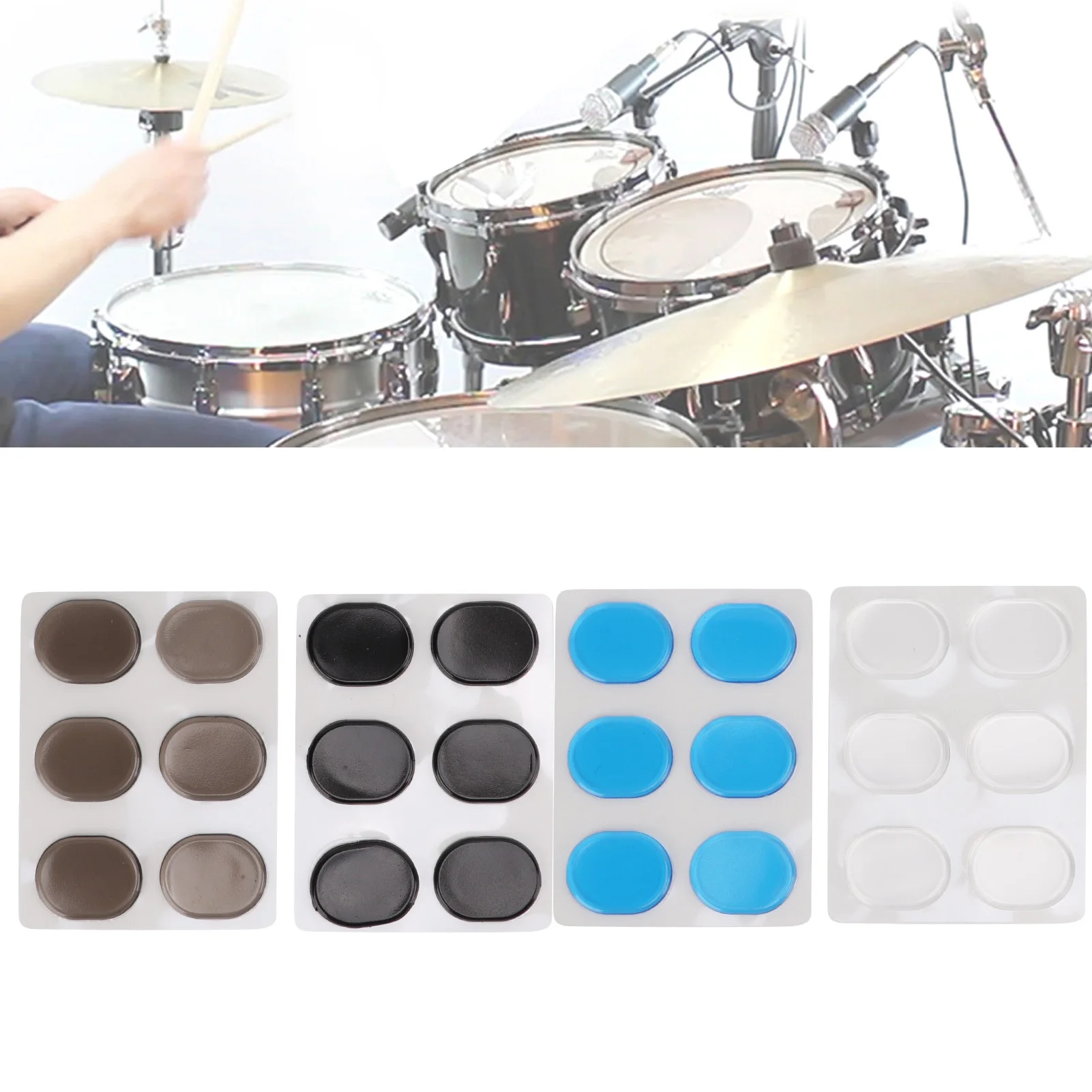 4 Sets Drum Dampener Silicone Damping Control Pad Silencer Instrument Accessory Kit