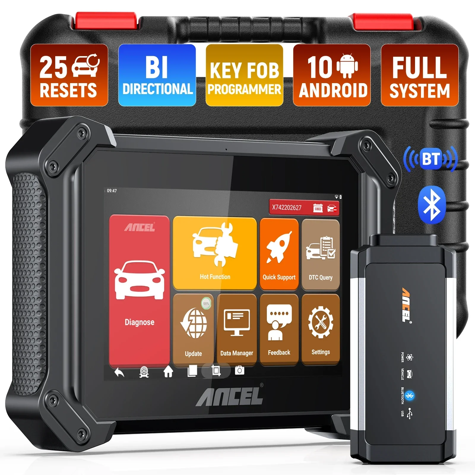 ANCEL V6 Pro OBD2 Scanner Diagnostic Tool Key Fob Programmer All System Bluetooth Bidirectional Scan Tool with 25+ Services