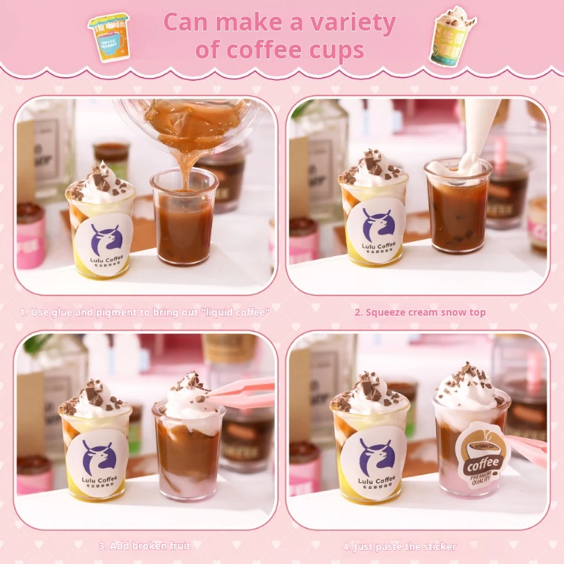 女の子が自宅で遊べるクリエイティブな手作りDIYバリスタフードトイセット、子供向けパズル立体パズルおもちゃギフトボックス