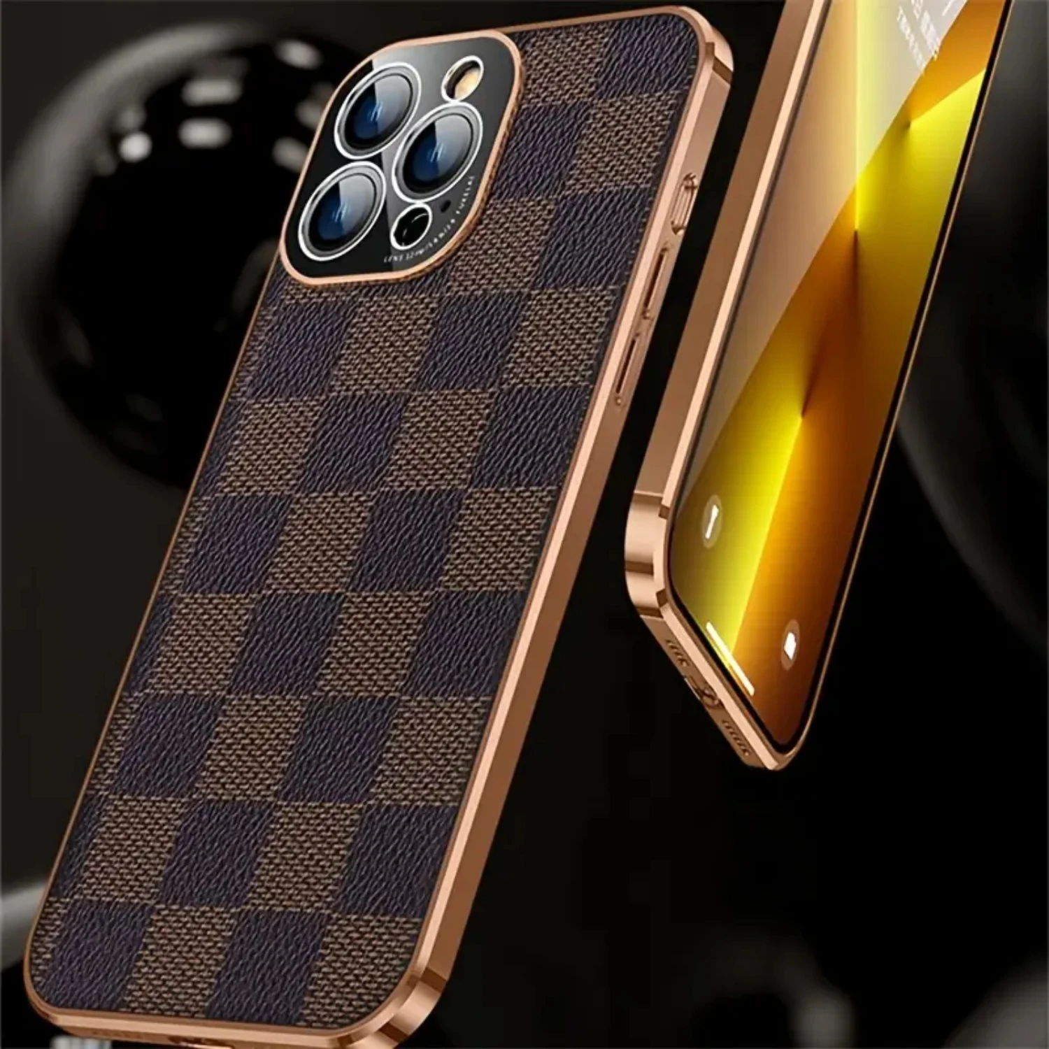 Luxurious Electroplated Leather Protective Case for iPhone 11, iPhone 11 Pro, iPhone 12, iPhone 12 Mini, iPhone 12 Pro, iPhone 1