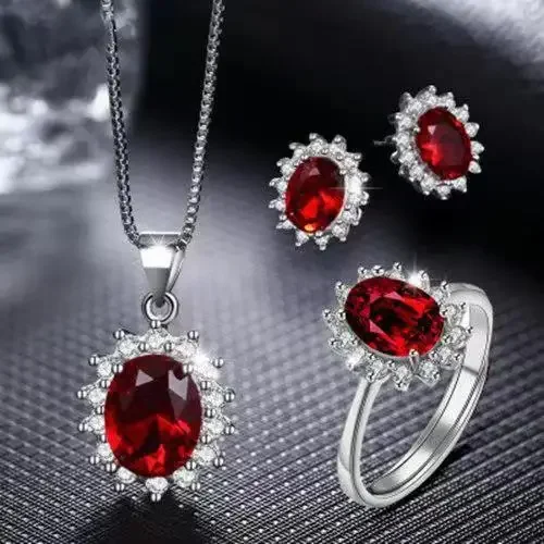 

Princess sets package setting cubic zirconia necklace earrings rings set fashion color optional party jewelry sets for woman