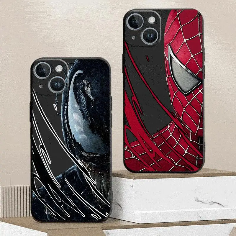 Marvel Spiderman Deadpool Cover Phone Case for iPhone 16 14 13 15 Pro Max 11 Pro 12 Mini SE X XS Max XR 7 8 TPU Soft