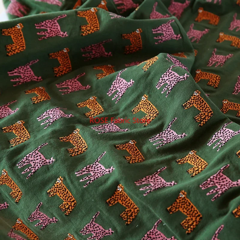 كارتون الغابة Iittle ليوبارد التطريز سميكة نسيج القطن الكينان للبلوزة، قمم، تصميم الأزياء، نمط اليدوية DIY بها بنفسك #4