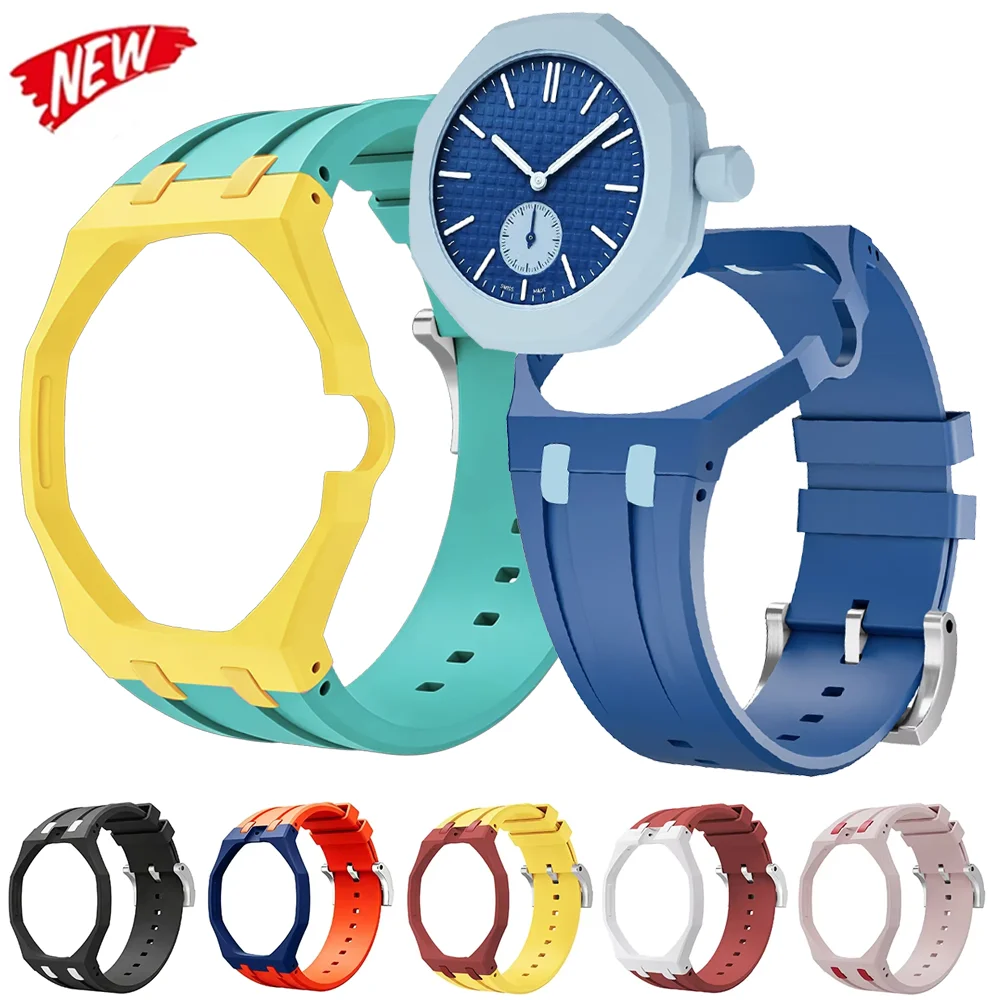 2-in-1-Biokeramikgehäuse + Silikonarmband für Swatch X AP Royal Pop Taschenuhr, Wechsel- und Modifikationskit, bequemes Armband