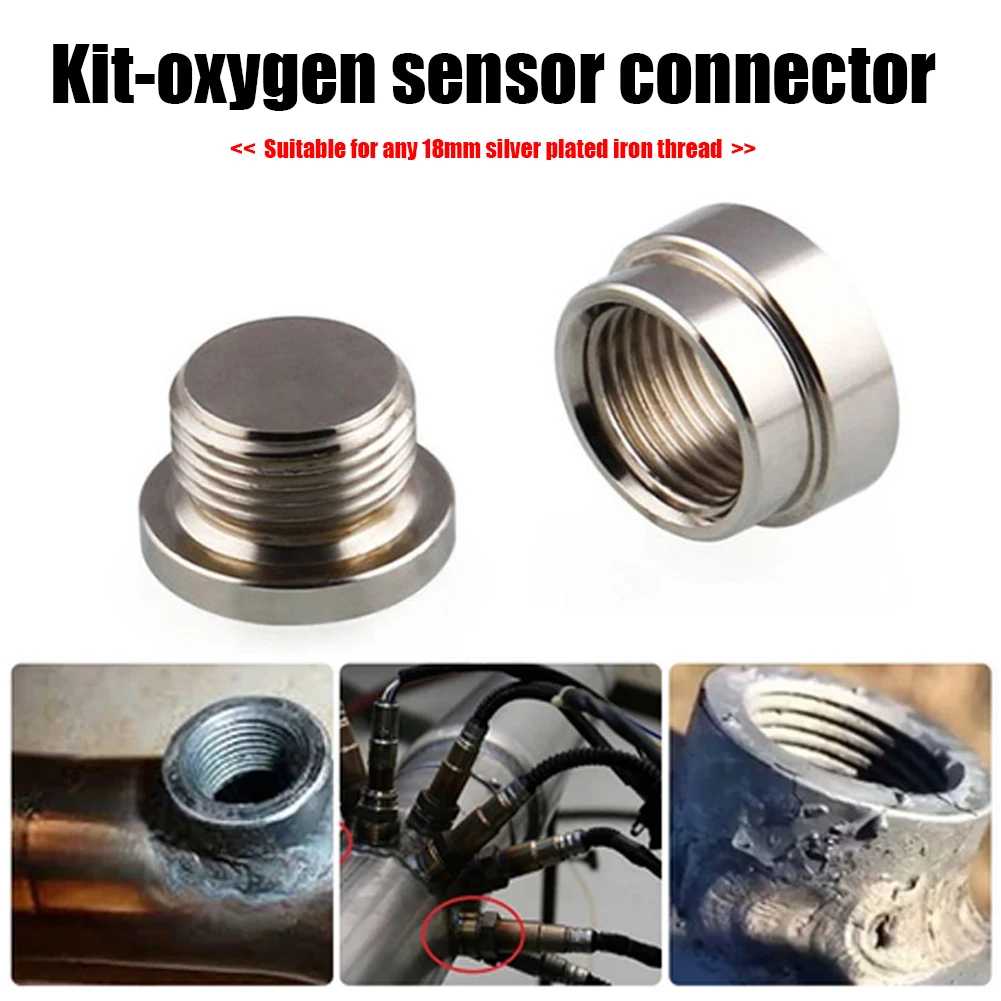 Electroplated Nickel Nut Connector Plated M18 1.5 Bung Adapter Kit Lambda O2 Oxygen Sensor Spacer Extender