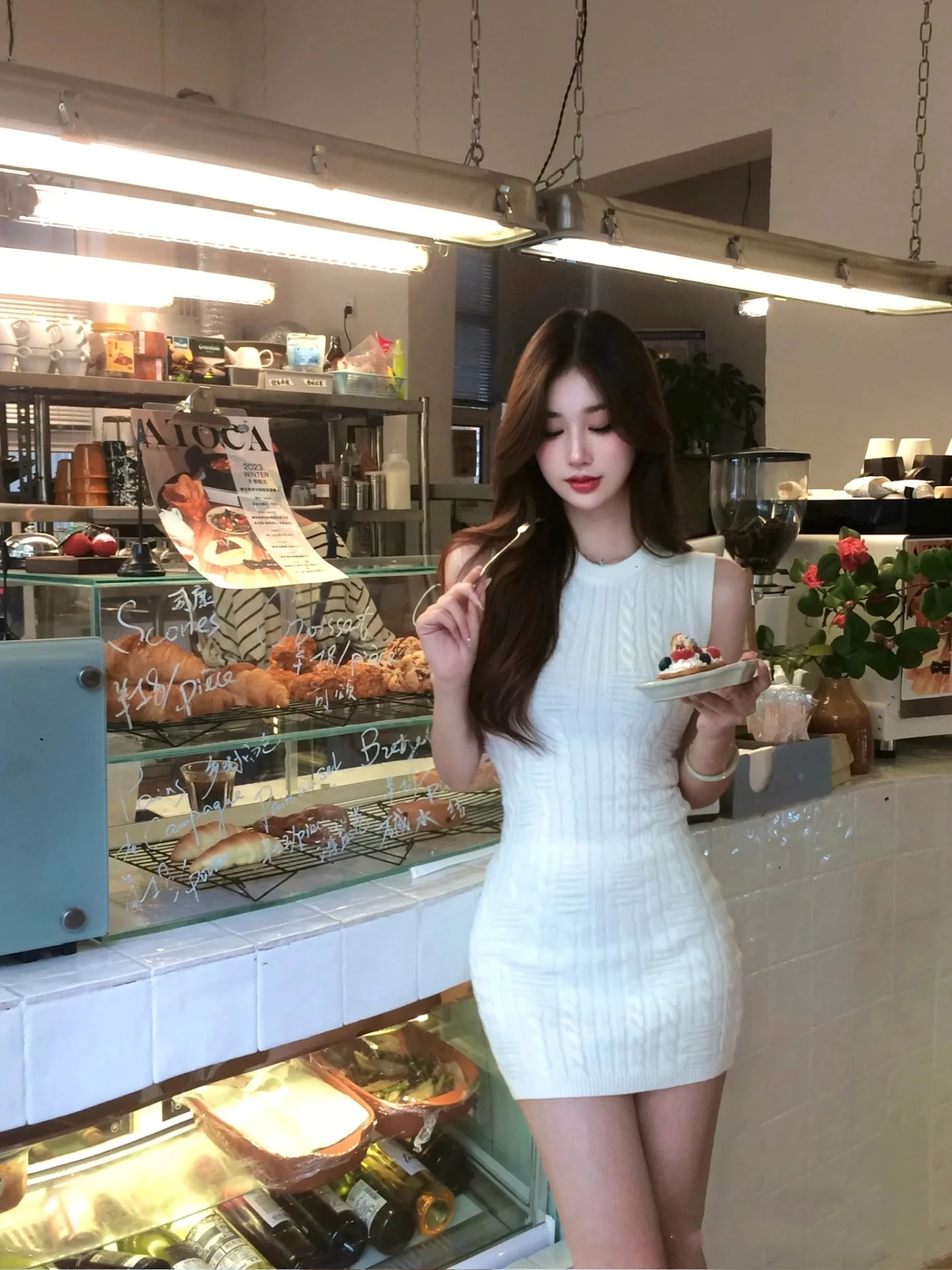 Wuus My Outfit Dames Svel Gebreide Dr Twist Uitgehold Ontwerp Afslankende Hoge Taille A-lijn Rok Geschikt voor de zomer