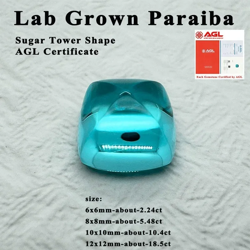 Lab Grown Paraiba Sugar Tower Shape Gemstone for DIY Jewelry Making for DIY Advanced Inlay Ring Necklace Selectable Certificate