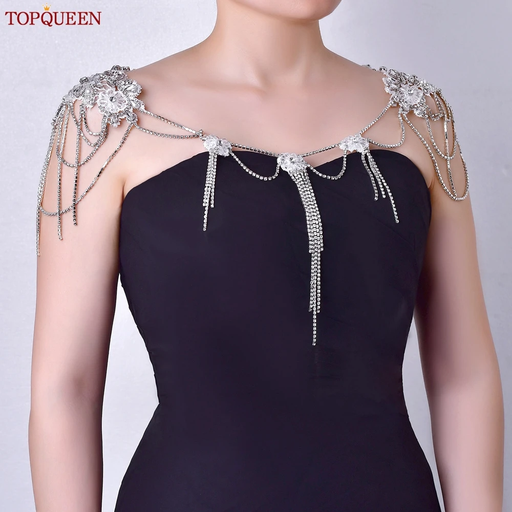 

TOPQUEEN свадебная цепочка на плечо со стразами и кисточками, свадебные накидки с кристаллами, вечерние шаль, женские аксессуары для платья SG11