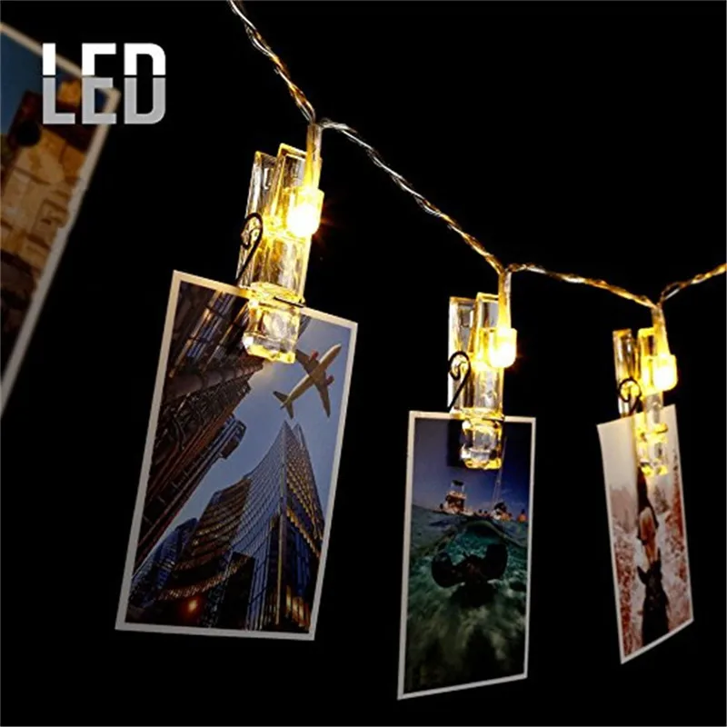 Big 20 LED String Fairy Lights Photo Clip Outdoor a batteria ghirlanda decorazione festa festa matrimonio natale illuminazione Natal