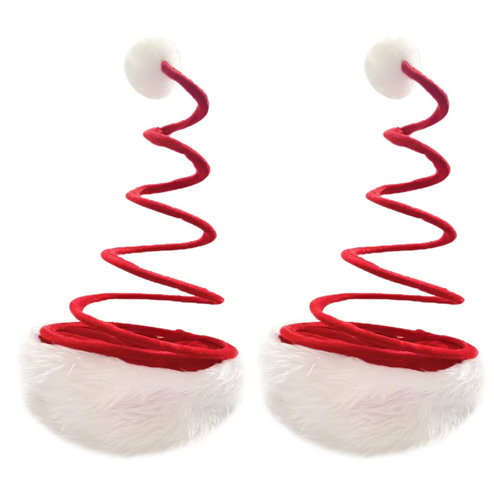 

2Pcs Christmas Hats Funny Spring Santa Hat Party Favor Xmas Costume Accessory Creative Christmas Prop for Holiday Celebration