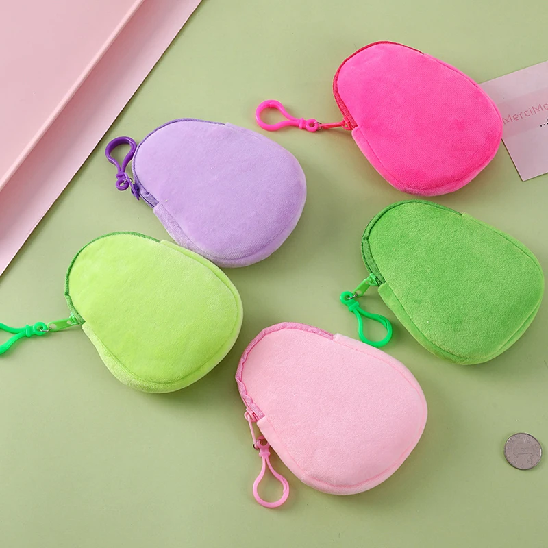 1Pc Cartoon Soft Plush Women Coin Purse Cute Avocado Zipper Children Girls Coin Wallet USB Cable Headset Mini Bag Key Wallet