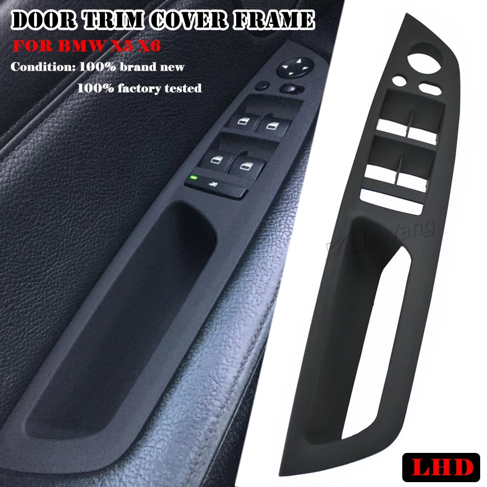 Beige / Black Front Left Driver Window Switch Panel For BMW E70 X5  E71 X6 2007-2014 Door Trim Cover Frame