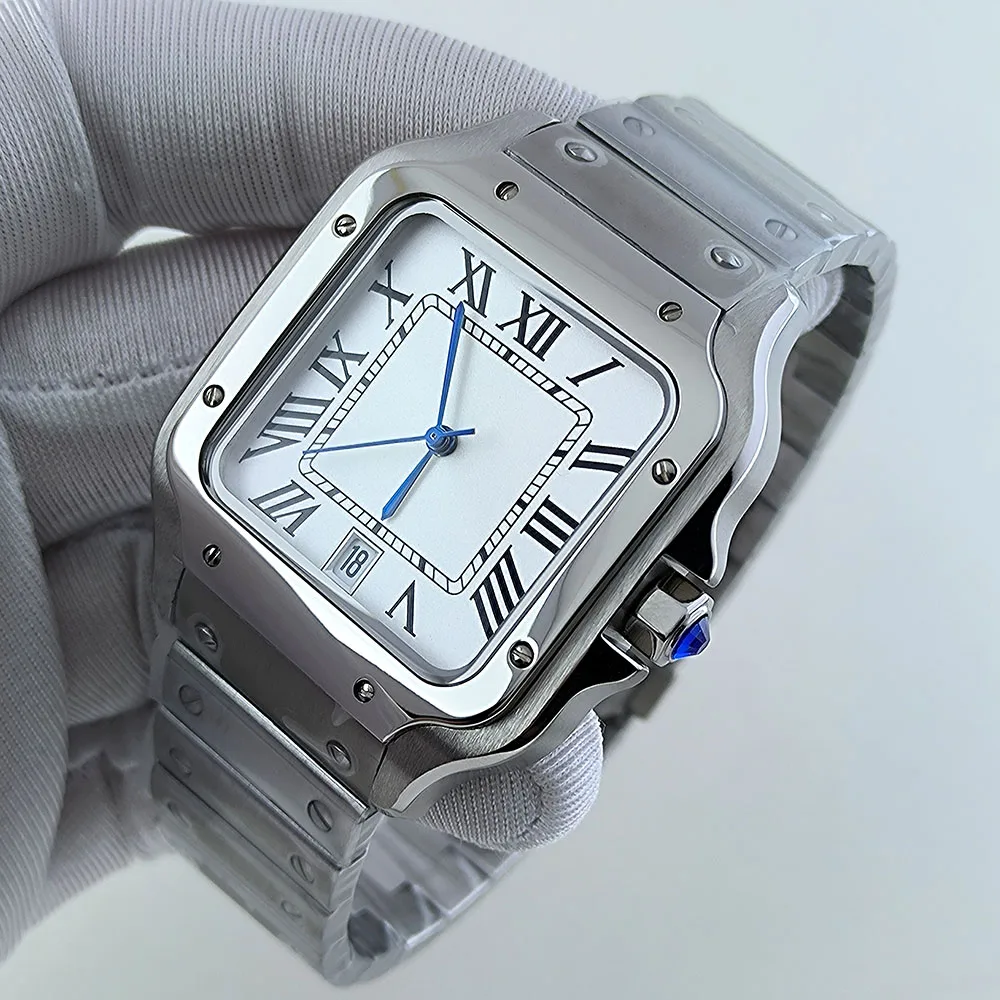 

NH35 Square case Customized logo Roma Watch Dial Folding Buckle 38mm Modified Men's automatic NH35 NH36 movement Watch