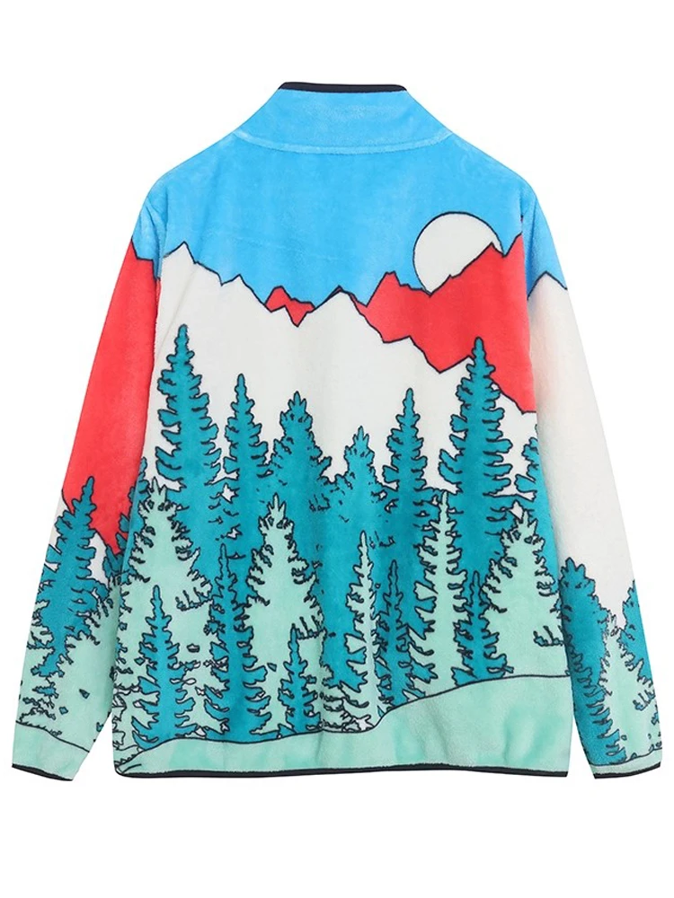 ديزني ميكي ماوس بلوتو طباعة البلوز للجنسين المرأة جيب كم طويل سترة القطيفة زمم البلوز القمم الشارع الشهير الإناث