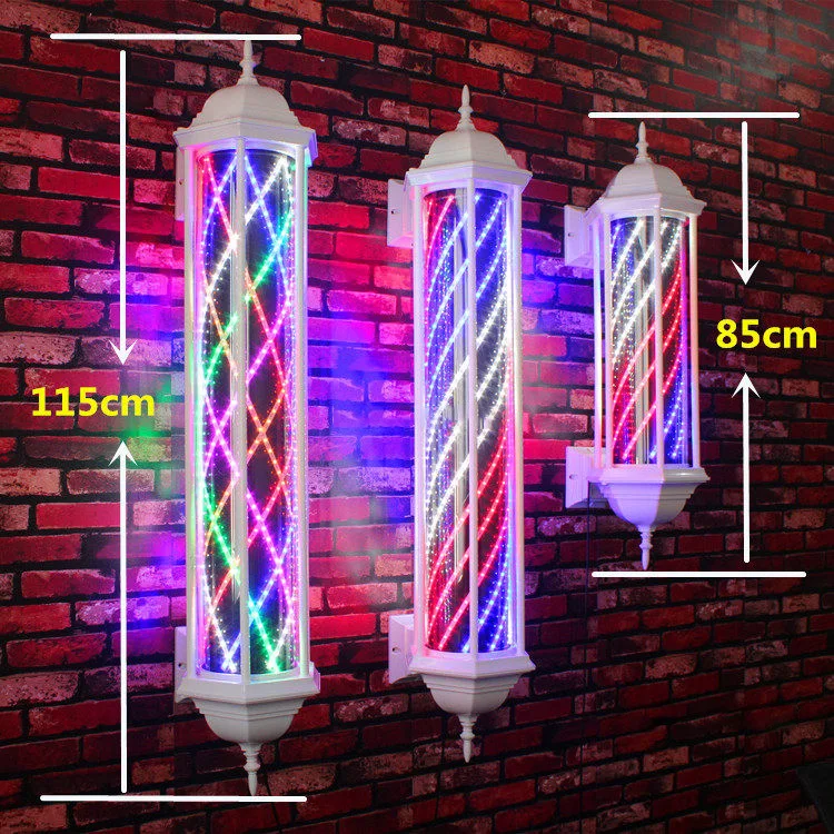 Wall Mounted LED Barber Pole Light, Retro Hair Salon Sign Lamp with Steel & Glass Design for Salon Decor