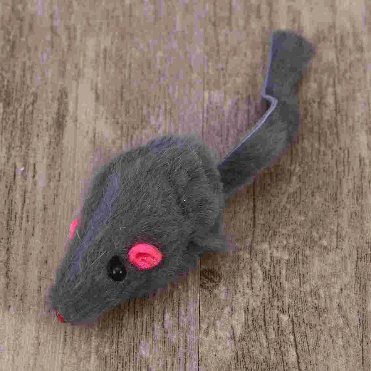 6Pcs False Mice Toys Interactive Mini Funny Mouse Toys with Sound Squeaky Toys for Pet Cats Kitten