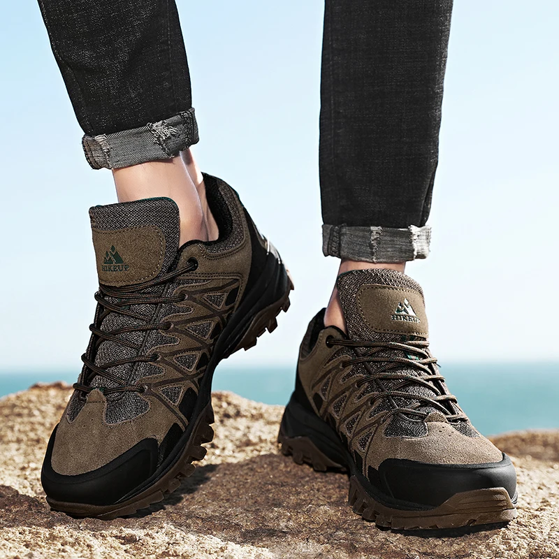 HIKEUP-Chaussures de randonnée en plein air pour hommes, bottes de trekking décontractées, baskets de camping, non ald, résistantes à l'usure, sports de montagne, mode