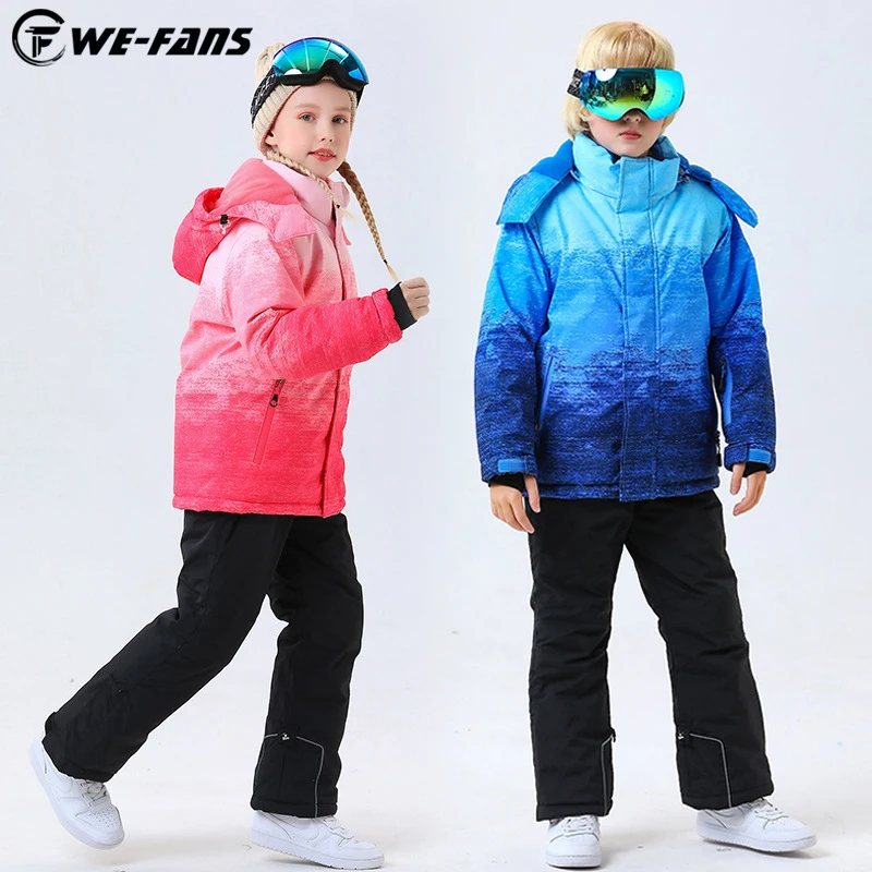 Outdoor Sports Children Thermal Waterproof Ski Suit Boys Girls Jacket Teenage Quality Kid Skiing Pants Snowboard Clothing