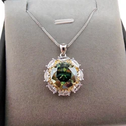 Luomansi VVS1 5CT 11MM Green Moissanite Necklace Passed Diamond Test S925 Jewelry Woman Wedding Party