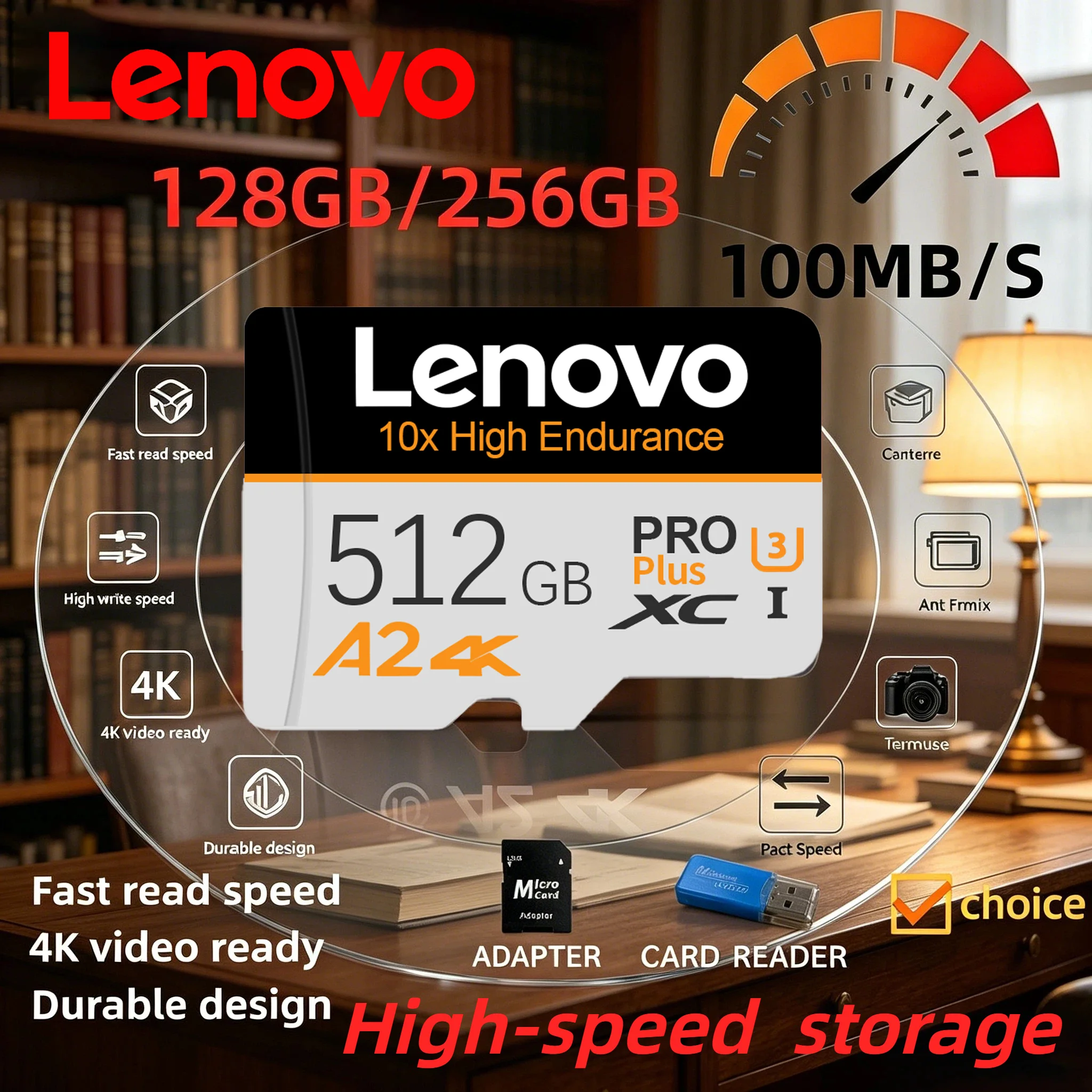 Lenovo SD Card 256GB 512GB Micro TF SD Card Memory Card A2 V60 For Quadcopter 128GB High Speed 4K Video Drone Footage Storage