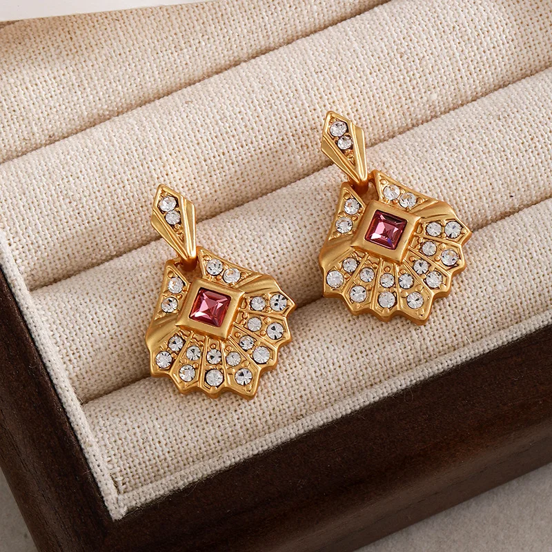 

French Vintage Geometric Diamond Designer Jewelry Earrings | 925 Silver Minimalist Luxury Hypoallergenic Elegant Gift for Women