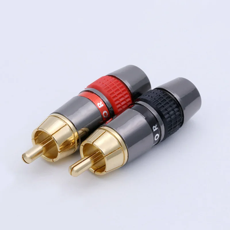 R Connector 1pair/2pcs Wire connector RCA male plug adapter Video/Audio Connector Support 8mm Cable black&red