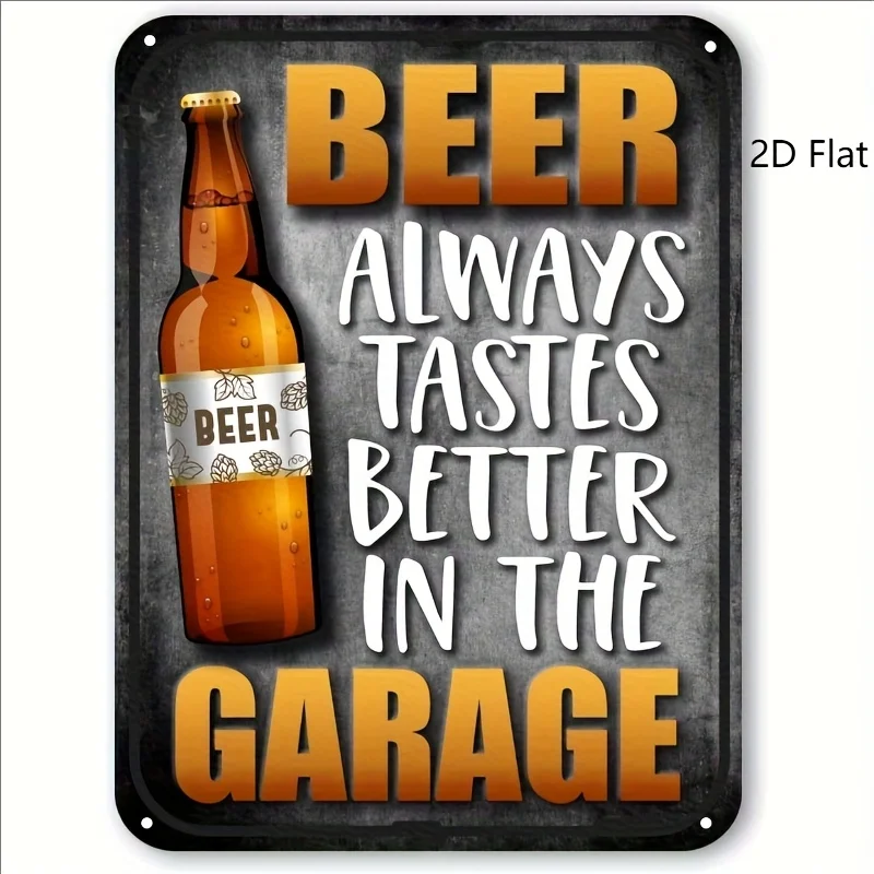 Effect, Beer Always Tastes Better in The Garage, Funny Beer Can Signs, Home Decor Items, Interior Living Room Wall Decor, Bed