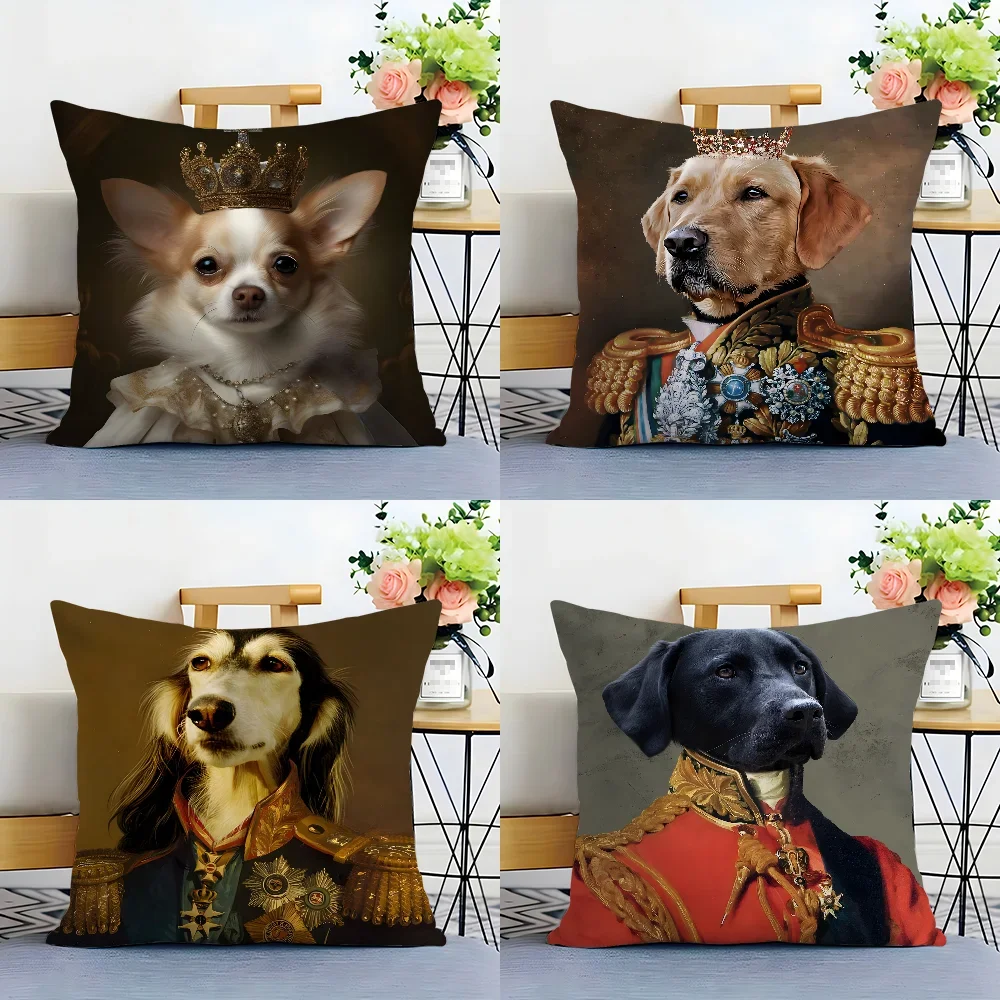 Renaissance Royal Dog Pillow Case Plush Fabric Soft  Pillowcase Double Sided Print Cushion Cover Household Gifts