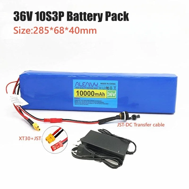 

Aleaivy 36V 10Ah 10S3P 18650 lithium battery pack with BMS, suitable for 250W~600W Xiaomi Essential scooters, 42V charger