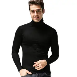 Mens Fashion Spring Long Sleeve T-shirt Casual Shirt Turtleneck collar slim fit T shirt, plus size Men's tees S-6XL black white