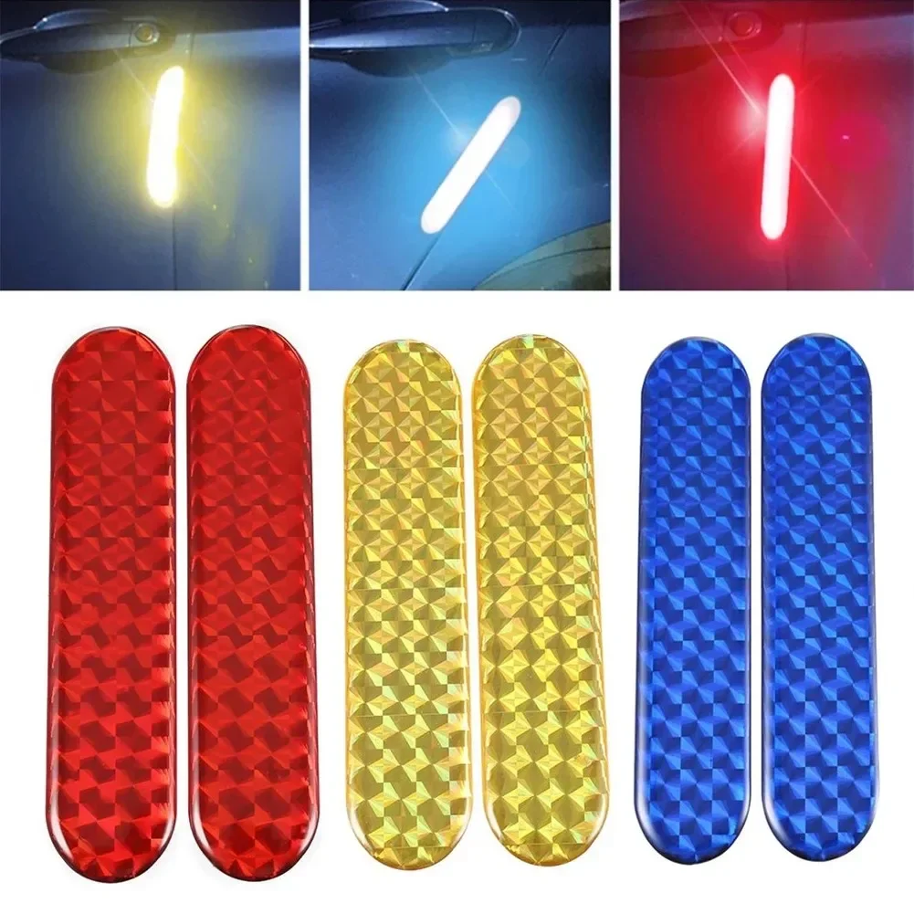 2 buah stiker mobil lampu pantul cahaya Merah Kuning Biru epoksi + bahan PVC bagian aksesori mobil stiker mobil Merah Kuning Biru