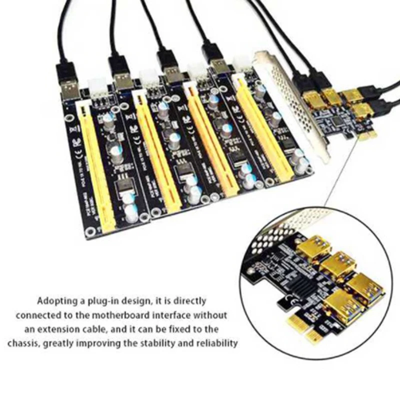 PCI-E 1 To 4 PCI-E Adapter Card PCI-E To PCI-E Slot, USB3.0 Graphics Card Expansion Card, Used For BTC Bitcoin Mining