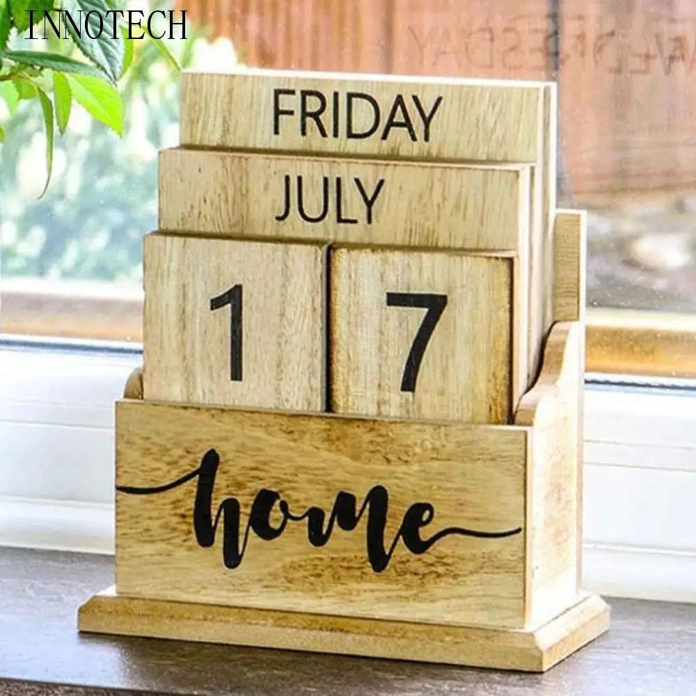 

Креативный эстетический деревянный вечный календарь, ананас, кактус, настольный календарь, орнамент, многоразовый ручной дисплей даты, орнамент для комнаты