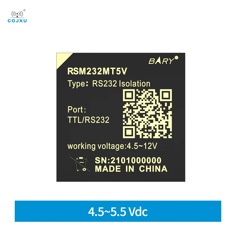 RS232 Isolated Transceiver Module COJXU RSM232MT5V Industrial Grade Isolated Voltage 3000V Small Size Shell Fireproof Module