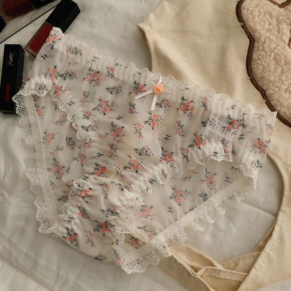 

Japanese Sweet Breathable Cotton Crotch Comfortable Lace Sexy Panties Lingerie Flower Briefs Female Underwear