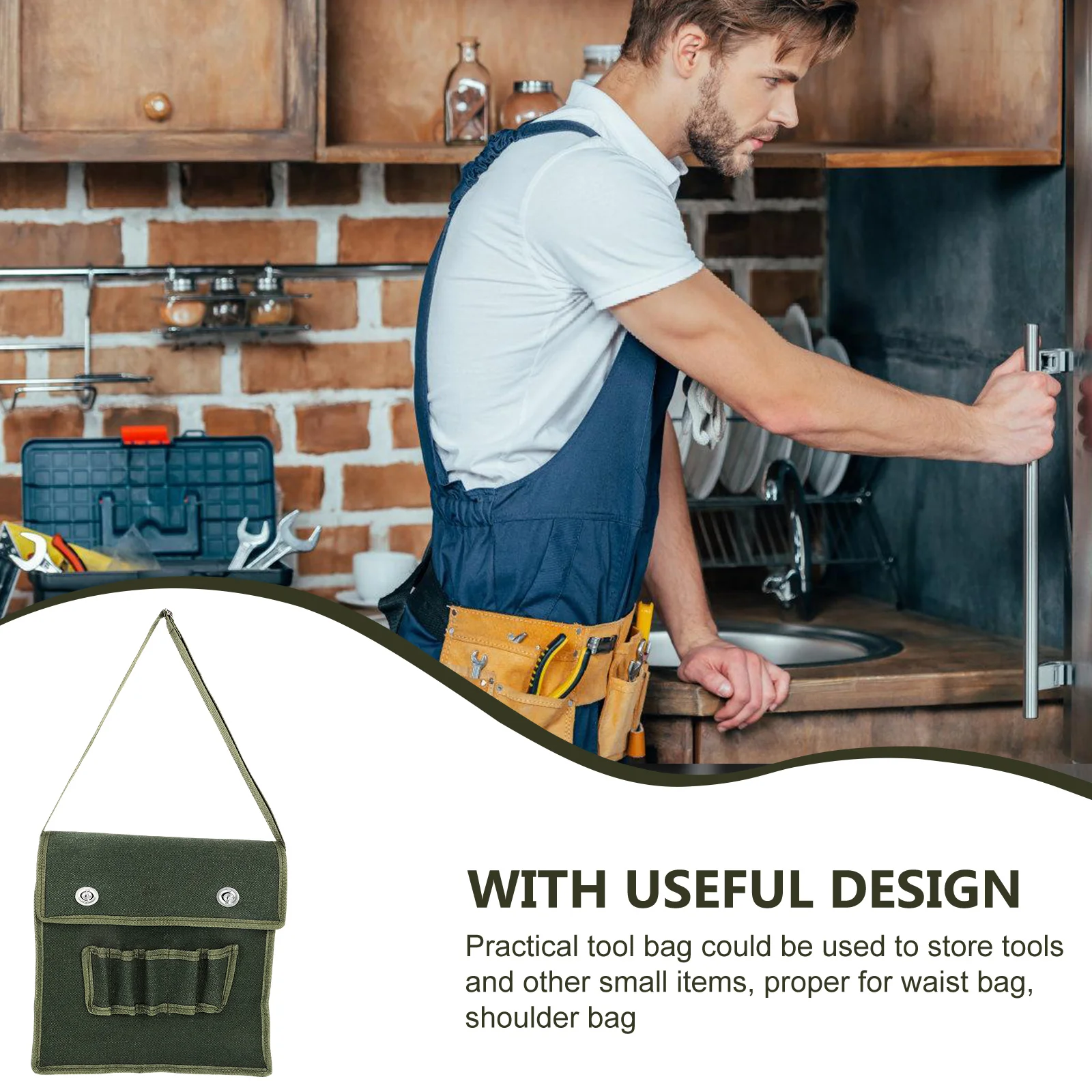 

Men's Single Shoulder Canvas Tool Bag Portable Lightweight Small Carpenter Pouch Storage for Outdoor Camping Repair