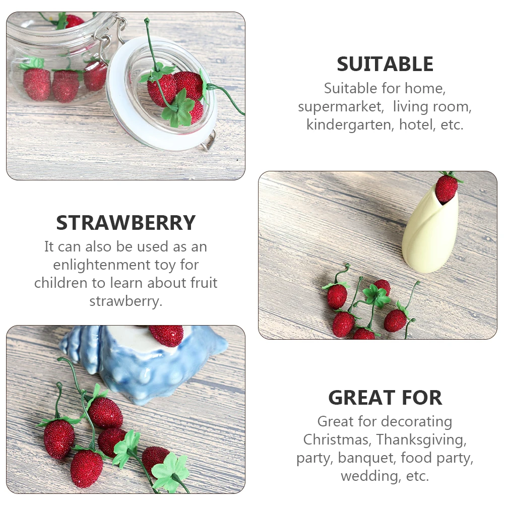 

30 Pcs Simulated Fruit Decoration Realistic Fake Strawberry Artificial Strawberries for Small Desktop