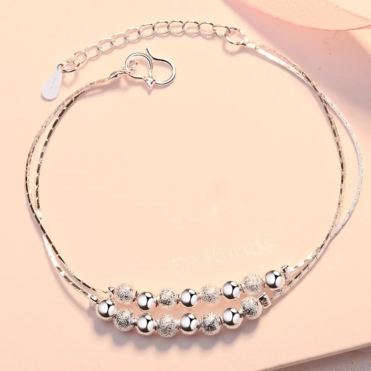 Hot Original designer 925 Sterling Silver elegant beads chain bracelets for women fashion lady jewelry wedding party gifts