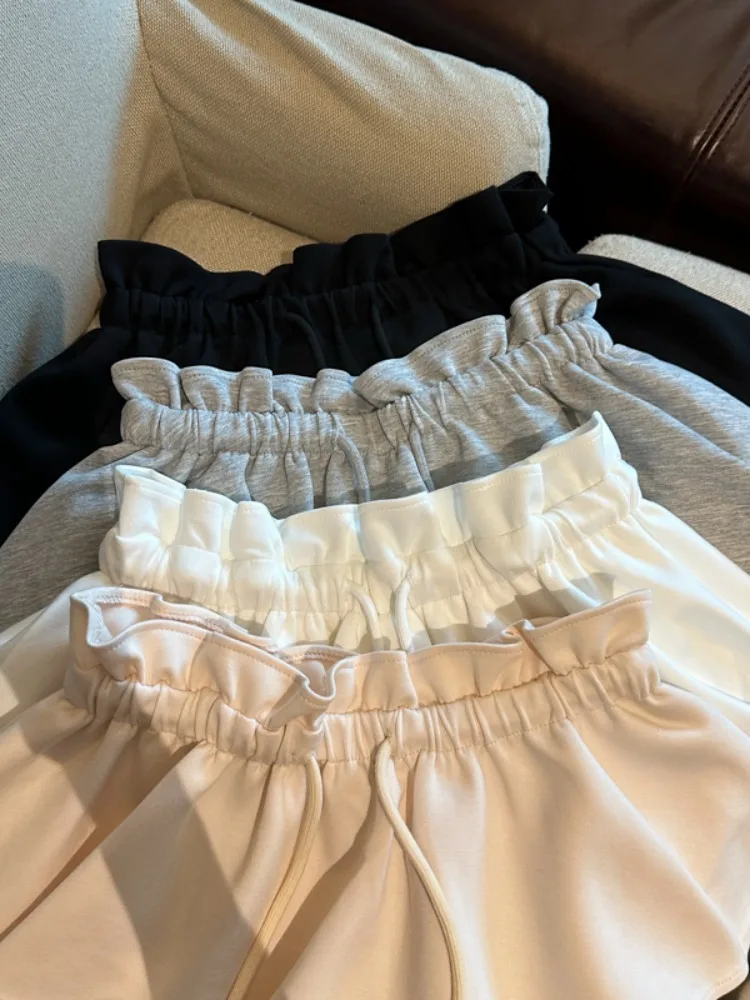 Korean Style  Sweet Ear Design High Waist Drawstring Slimming Versatile Fashionable Half Skirt Pants Women's Commute Pur...