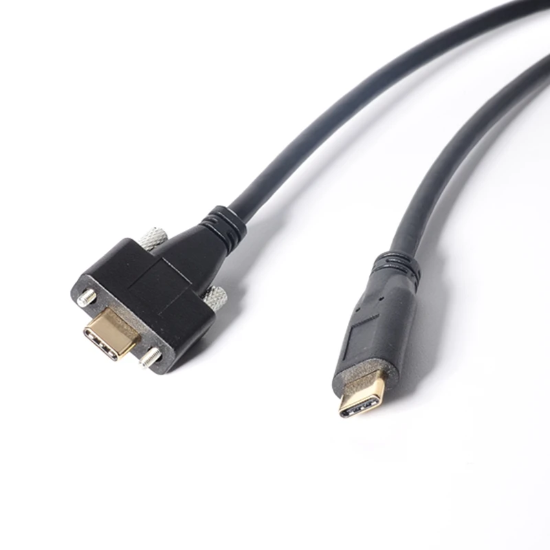 USB C to USB C Cable USB-C Elbow Dual Screw Locking USB3.1 Type-C Male to Male Female Industrial Camera Extension Cable