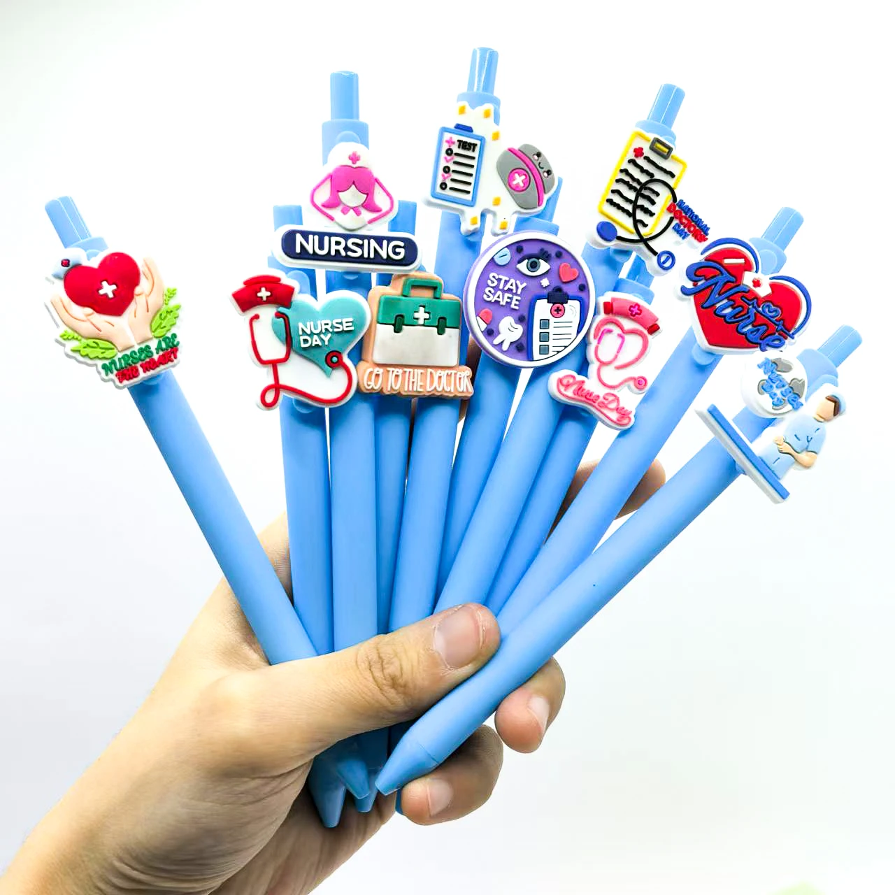 10 قطعة قلم طبيب قلم طبي إبداعي من مادة PVC قلم طبيب ممرضة قلم حبر جاف خاص قلم إعلان